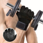 1 Pair Unisex Sports Gloves - Breathable Half-Finger Design with Hook-and-Loop Closure, Durable Knit Fabric for Cycling, Fitness & Outdoor Activities (Black), Cycling Accessories, Gym Essentials, Adjustable Fit, Comfortable Fit, Gym Goers