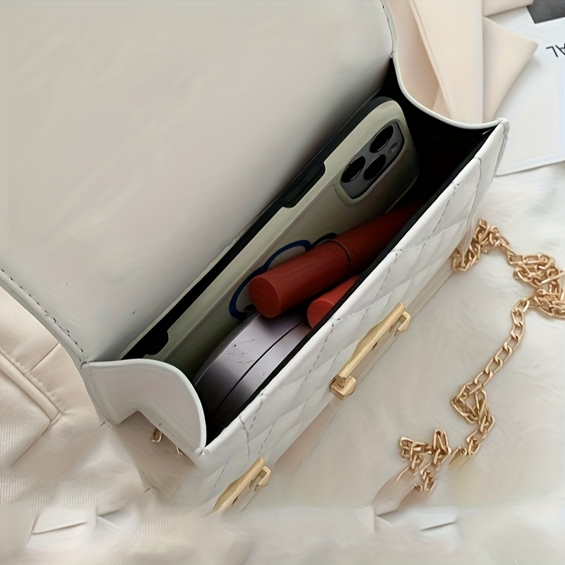 Checkered Chain Crossbody Bag Handheld Small Square Bag - Image 6