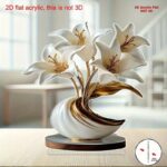 2D Flat, 2D Flat Vase Decoration - A Single Piece 2D Flat Vase Decoration with Lily Design, Suitable for Decorating Living Rooms, Bedrooms, and Cafes in Various Occasions (Christmas, Weddings, Birthday Parties). A Creative Home Decoration for Holiday
