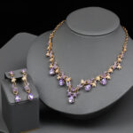 3-Piece Rhinestone Water Drop & Clover Jewelry Set - Image 3