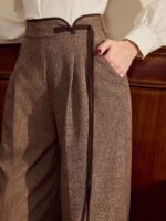 Brown Textured High-Waist Wide-Leg Pants - Image 4