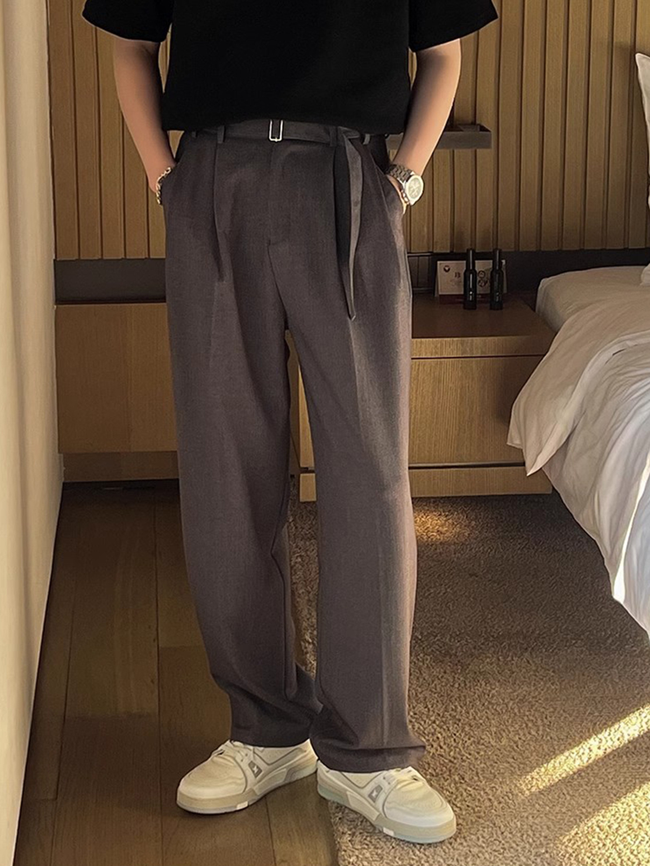 Men'S Draped Ice Slik Suit Pants, 2025 Summer New Premium, Trendy Straight Leg Wide Leg Casual Pants - Image 4