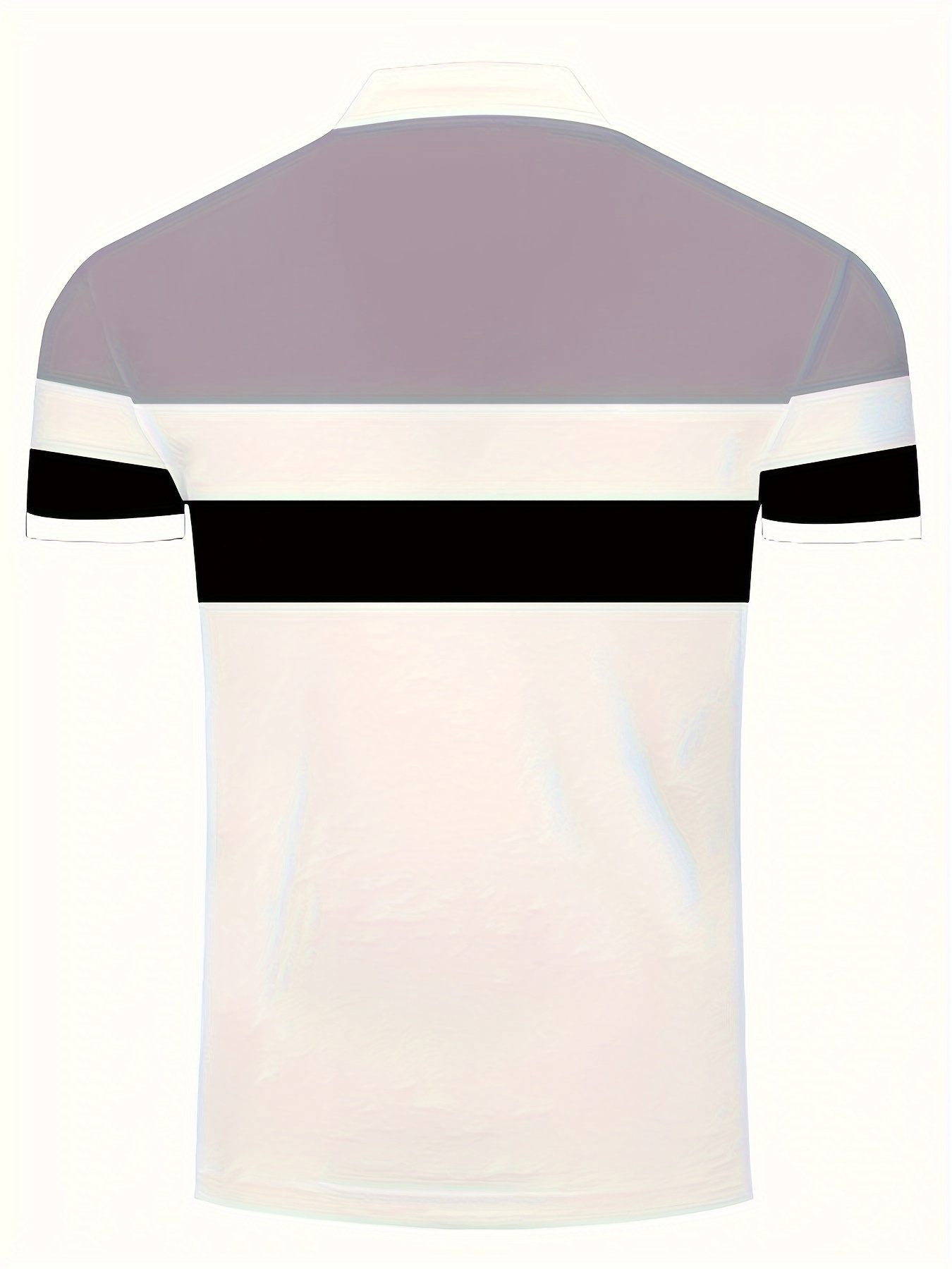Men'S Polo Shirt with Summer White, Black, And Pink Striped Design, Featuring Short Sleeves, Contrasting Cuffs with White Trim, And a Three-Button Collar. It'S Stylish And Casual, Made from Breathable And Skin-Friendly Fabric - Image 10