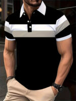 Men's Striped Polo Shirt – Breathable Short Sleeve Casual