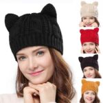 Handmade 3D Cute Knitted Cat Ear Beanie – Winter Warm Crochet Animal Hat for Women & Men | Sufiyana Store