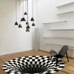 3D Vortex Carpet Black White Grid Bottomless Hole Illusion Rug Living Room Bedroom Anti-Slip Floor Mats Home Fashion Carpet Rugs - Image 5