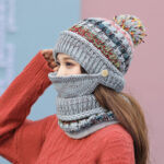 Korean 3-Piece Knitted Winter Set – Pom-Pom Beanie, Mask & Infinity Scarf | Sufiyana Store - Image 7