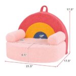 Red Kids Sofa, Soft Teddy Fleece Foam Couch With Carry Handle & Removable Machine-Washable Cover - Image 3