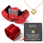 Fashion Jewelry Box Red Apple Christmas Gift Necklace Eternal Rose For Girl Mother's Day Valentine's Day Gifts With Artificial Flower Rose Flower Jewelry Box - Image 4
