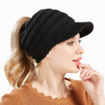 Women’s Ponytail Beanie Tail Hat – Winter Warm Non-Slip Knit Messy Bun Visor Cap for Women | Sufiyana Store - Image 2