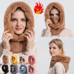 Winter Thick Plush Hat with Scarf – Windproof Warm Knit Hooded Hat for Women | Sufiyana Store - Image 4