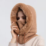 Winter Thick Plush Hat with Scarf – Windproof Warm Knit Hooded Hat for Women | Sufiyana Store - Image 3