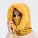 Winter Thick Plush Hat with Scarf – Windproof Warm Knit Hooded Hat for Women | Sufiyana Store - Image 2